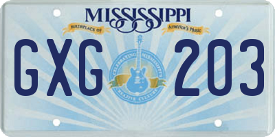 MS license plate GXG203
