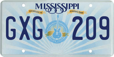 MS license plate GXG209