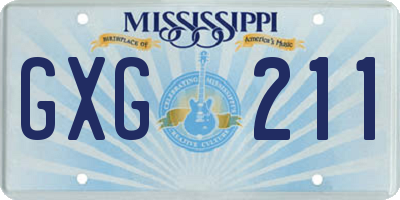 MS license plate GXG211