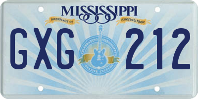 MS license plate GXG212