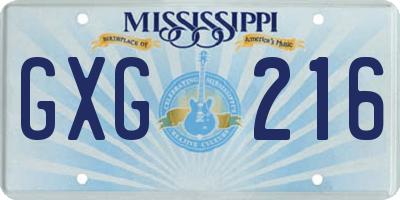 MS license plate GXG216