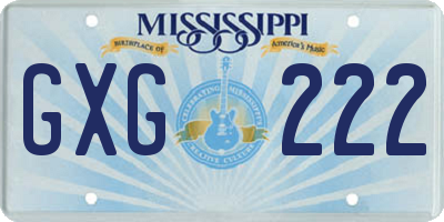 MS license plate GXG222