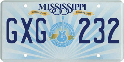 MS license plate GXG232