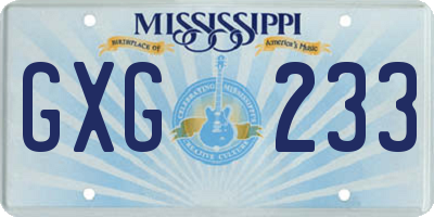 MS license plate GXG233