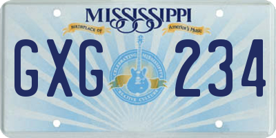 MS license plate GXG234