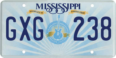MS license plate GXG238
