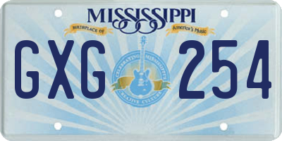 MS license plate GXG254