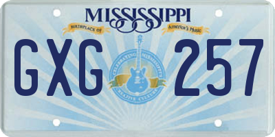 MS license plate GXG257
