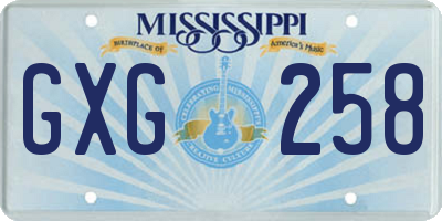 MS license plate GXG258