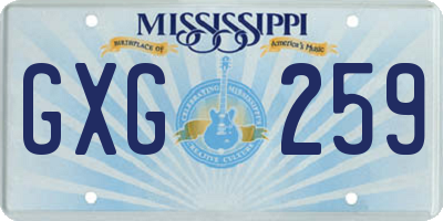MS license plate GXG259