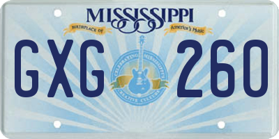 MS license plate GXG260