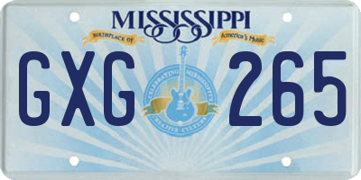 MS license plate GXG265