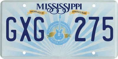 MS license plate GXG275