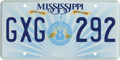 MS license plate GXG292