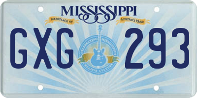 MS license plate GXG293