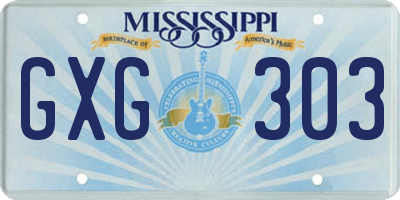 MS license plate GXG303