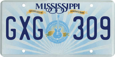 MS license plate GXG309