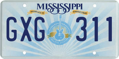 MS license plate GXG311