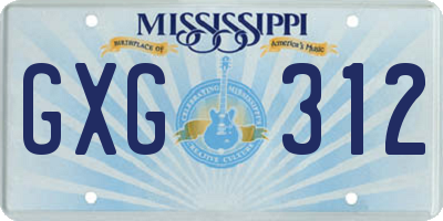 MS license plate GXG312