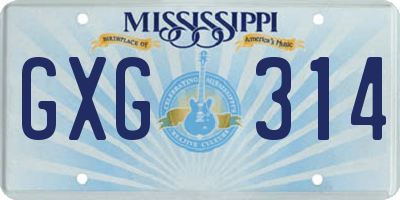 MS license plate GXG314