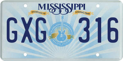 MS license plate GXG316
