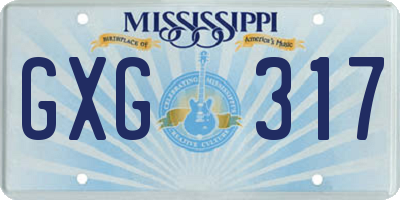 MS license plate GXG317