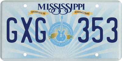 MS license plate GXG353