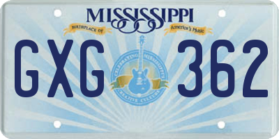 MS license plate GXG362