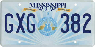 MS license plate GXG382