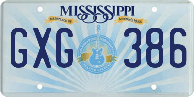 MS license plate GXG386