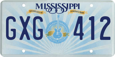 MS license plate GXG412