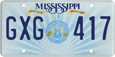 MS license plate GXG417