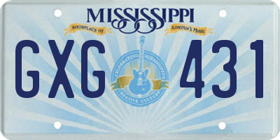 MS license plate GXG431