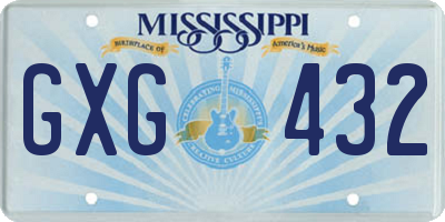 MS license plate GXG432