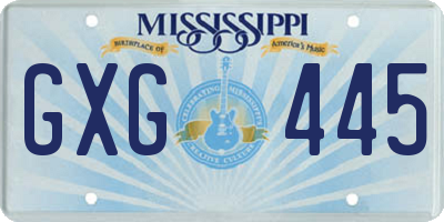 MS license plate GXG445