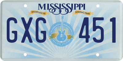 MS license plate GXG451