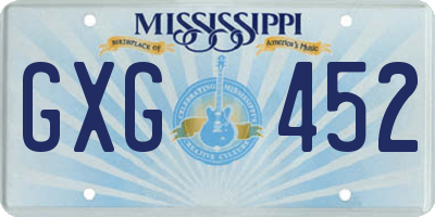 MS license plate GXG452