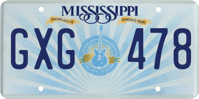 MS license plate GXG478
