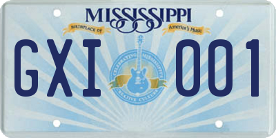 MS license plate GXI001