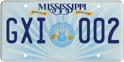 MS license plate GXI002