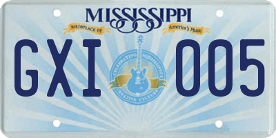 MS license plate GXI005