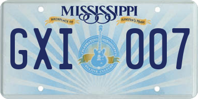 MS license plate GXI007