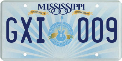 MS license plate GXI009
