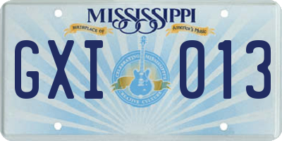 MS license plate GXI013