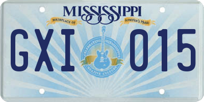 MS license plate GXI015
