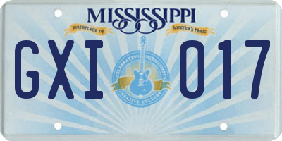 MS license plate GXI017