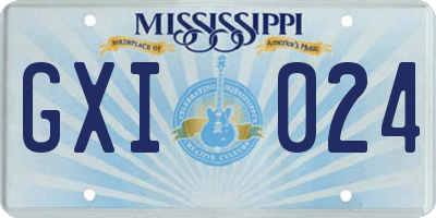 MS license plate GXI024