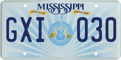 MS license plate GXI030