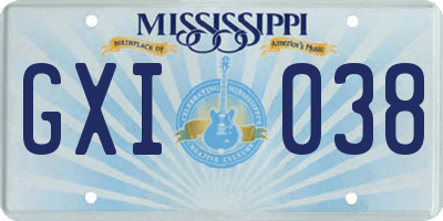 MS license plate GXI038