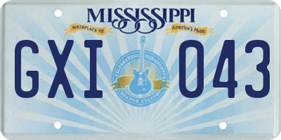 MS license plate GXI043